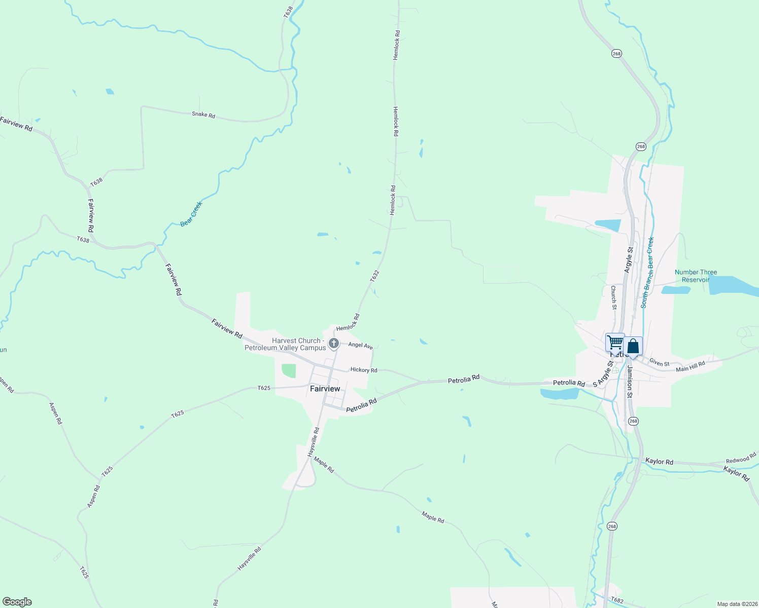 map of restaurants, bars, coffee shops, grocery stores, and more near 129 Hemlock Road in Petrolia