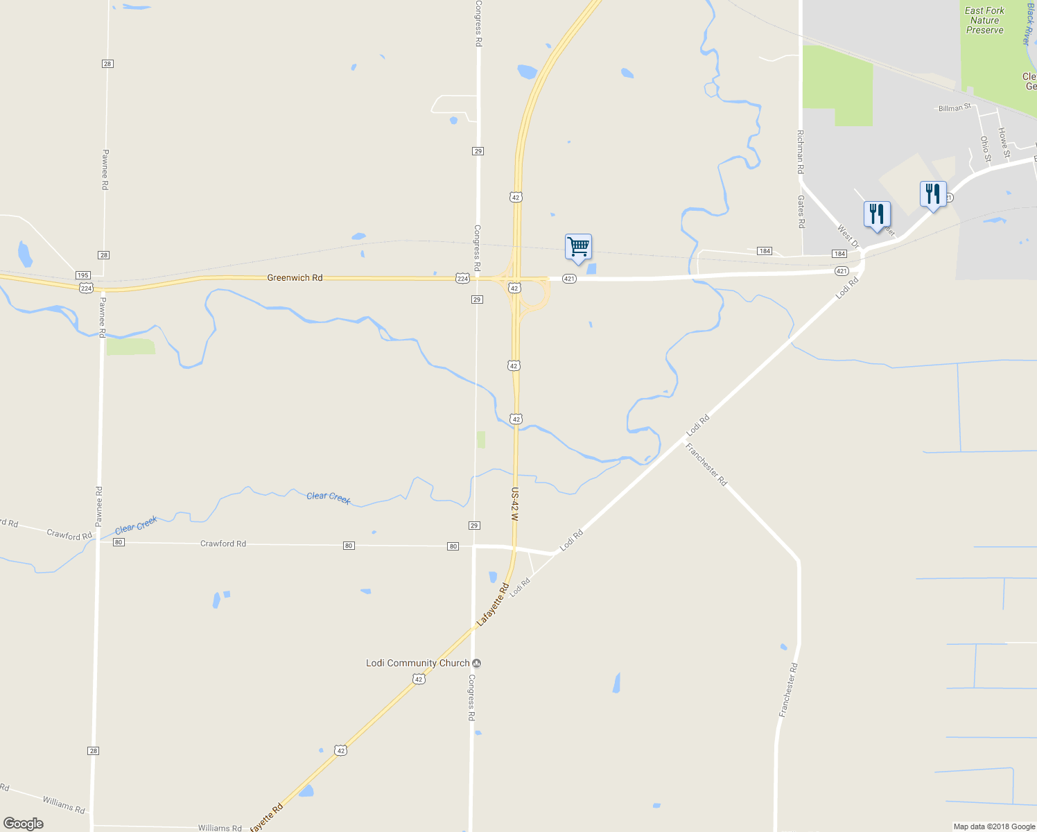 map of restaurants, bars, coffee shops, grocery stores, and more near 9315 Congress Road in Homerville