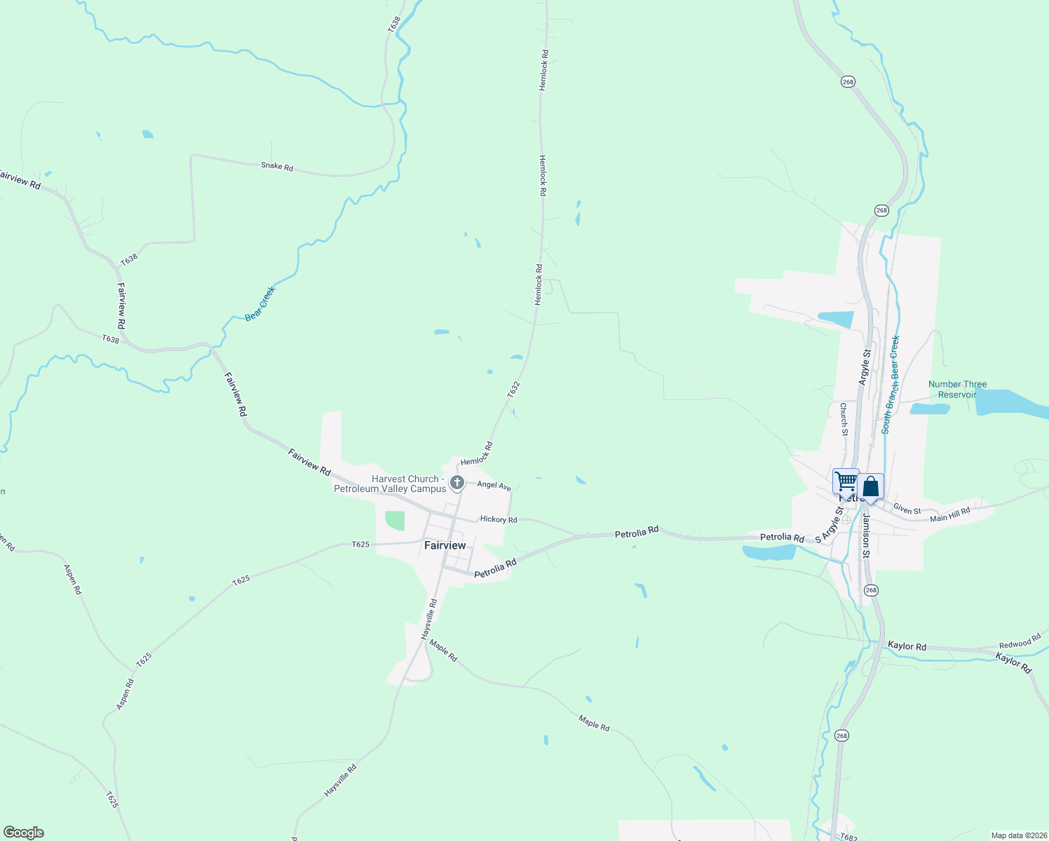 map of restaurants, bars, coffee shops, grocery stores, and more near 129 Hemlock Road in Petrolia