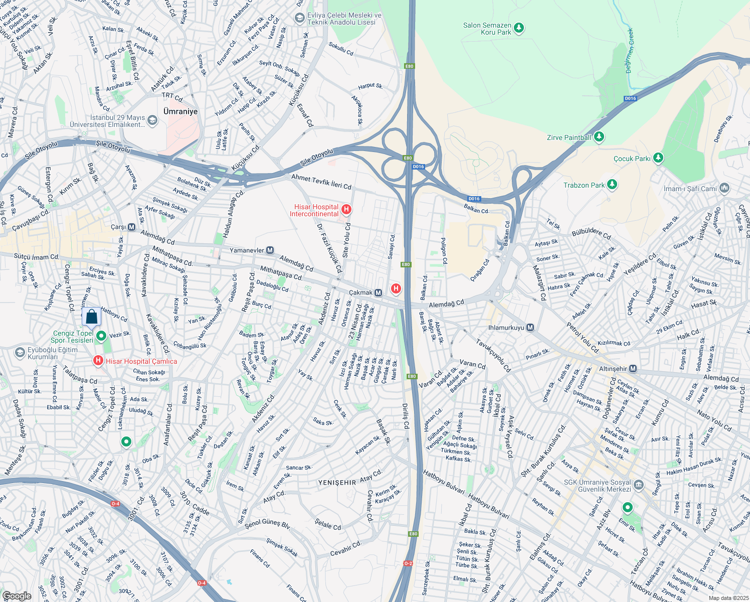 map of restaurants, bars, coffee shops, grocery stores, and more near 229 Mithatpaşa Caddesi in Ümraniye