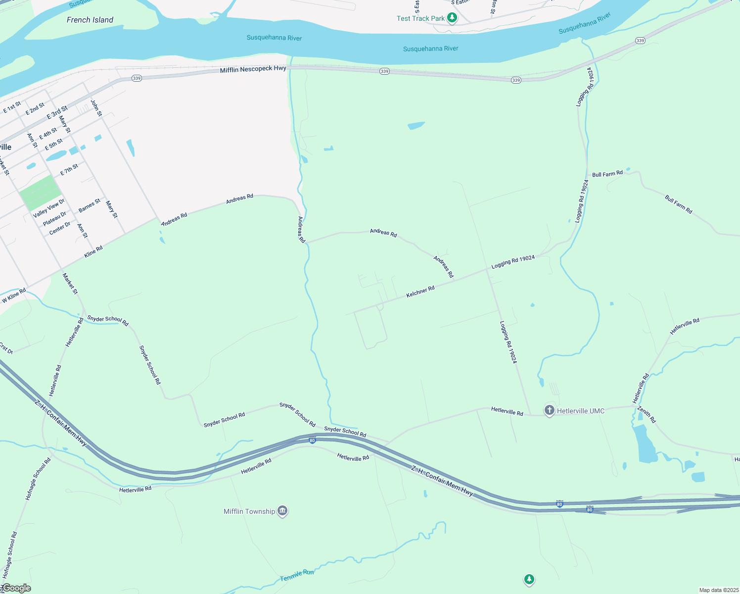 map of restaurants, bars, coffee shops, grocery stores, and more near 171 Kelchner Road in Nescopeck