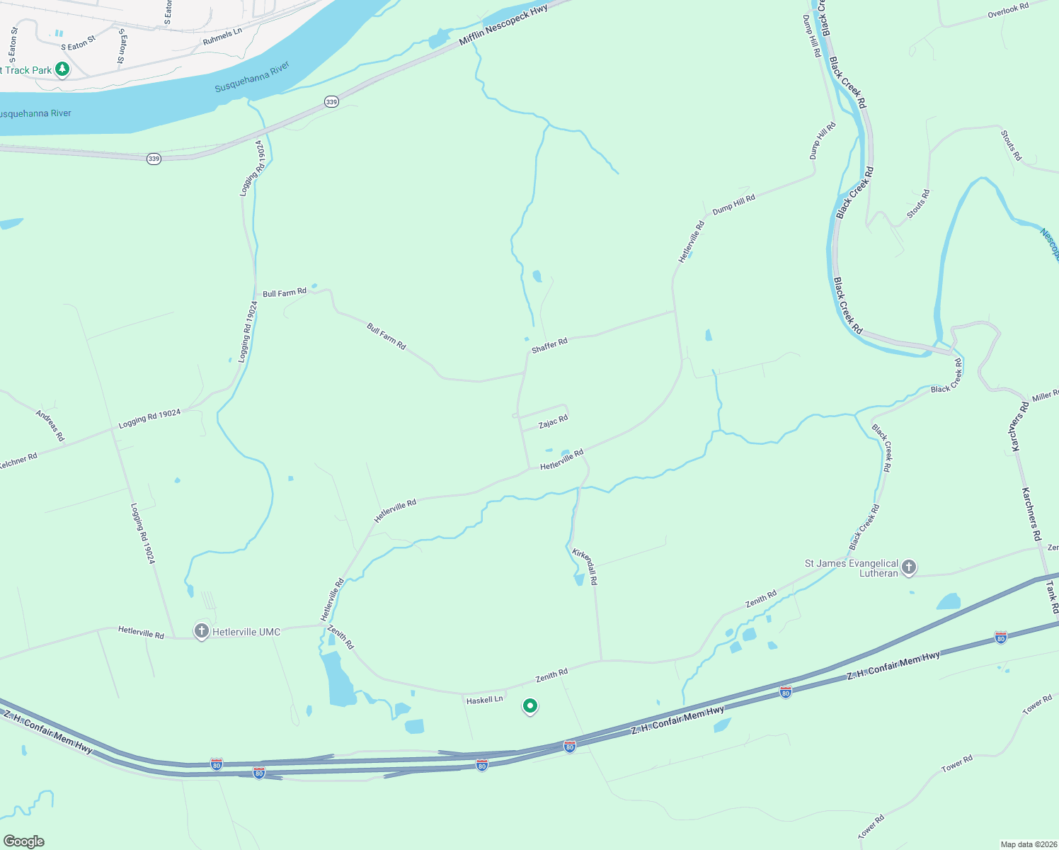 map of restaurants, bars, coffee shops, grocery stores, and more near 11 Zajac Rd in Nescopeck