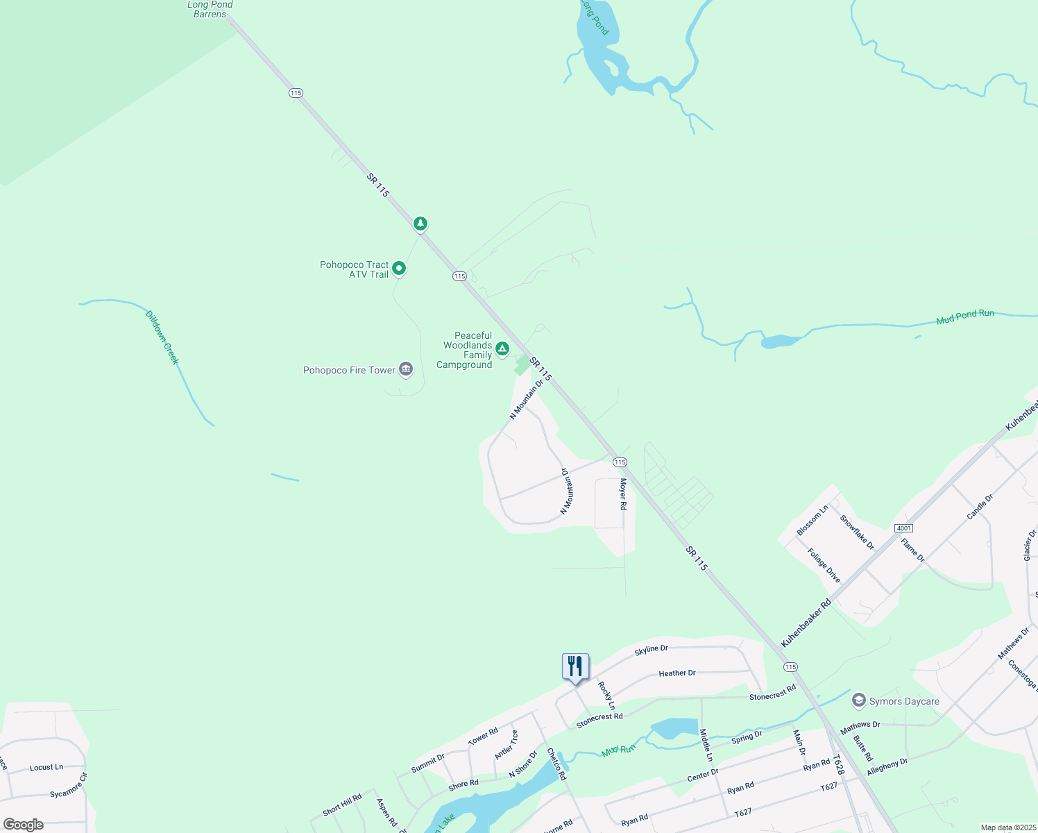map of restaurants, bars, coffee shops, grocery stores, and more near 61 Mountain Terrace Drive in Monroe