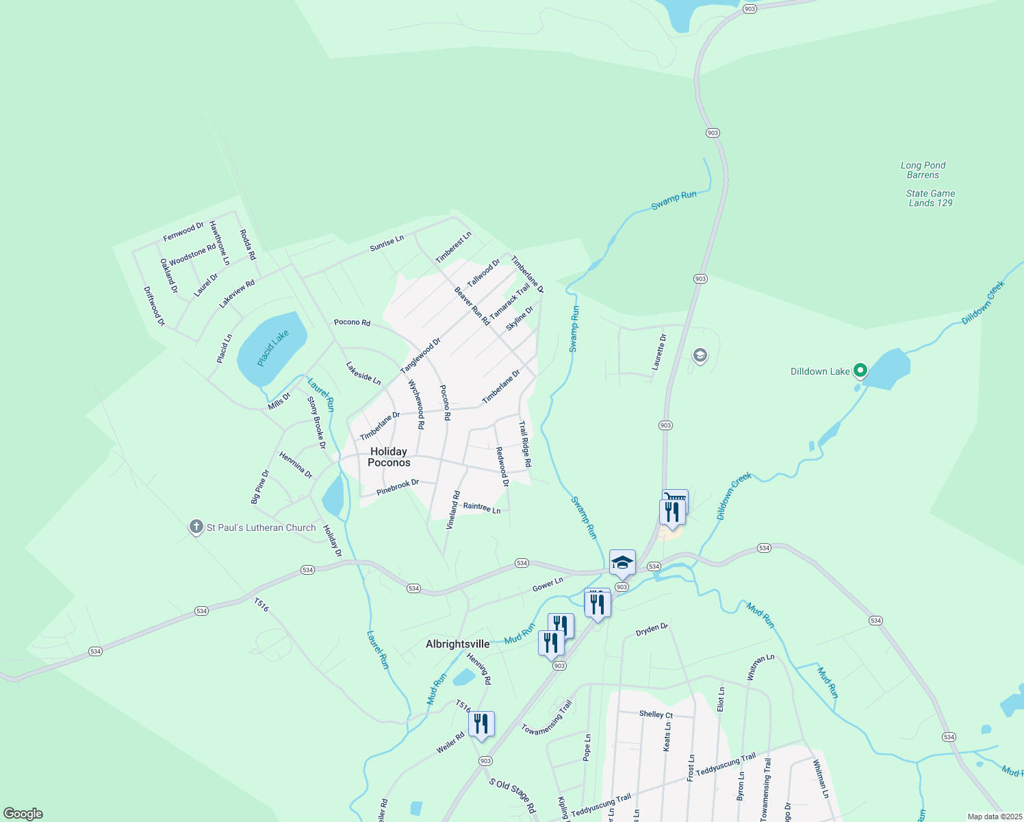 map of restaurants, bars, coffee shops, grocery stores, and more near in Holiday Poconos