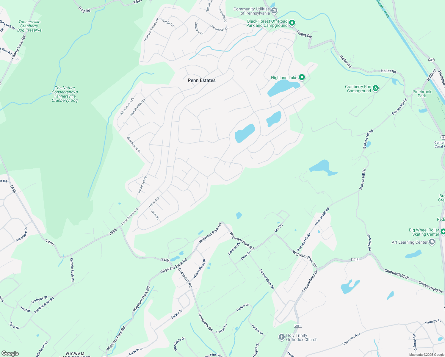 map of restaurants, bars, coffee shops, grocery stores, and more near 210 Summerton Cir in East Stroudsburg