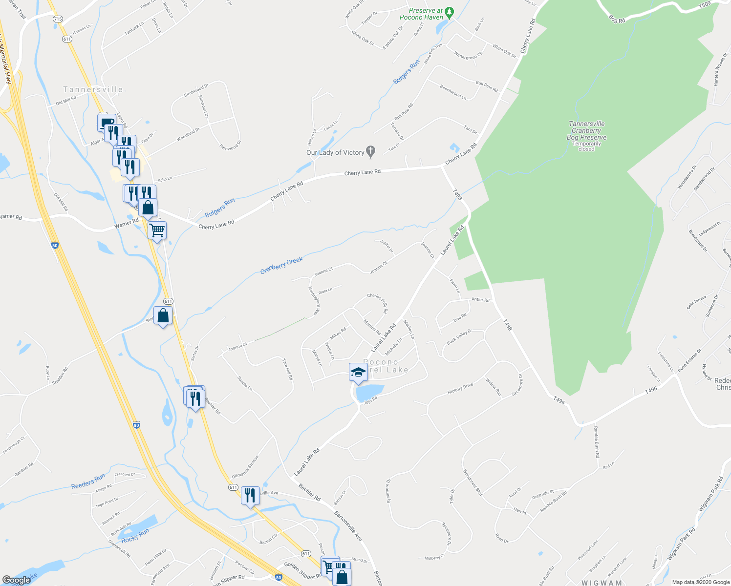 map of restaurants, bars, coffee shops, grocery stores, and more near 120 Charles Folly Rd in Monroe