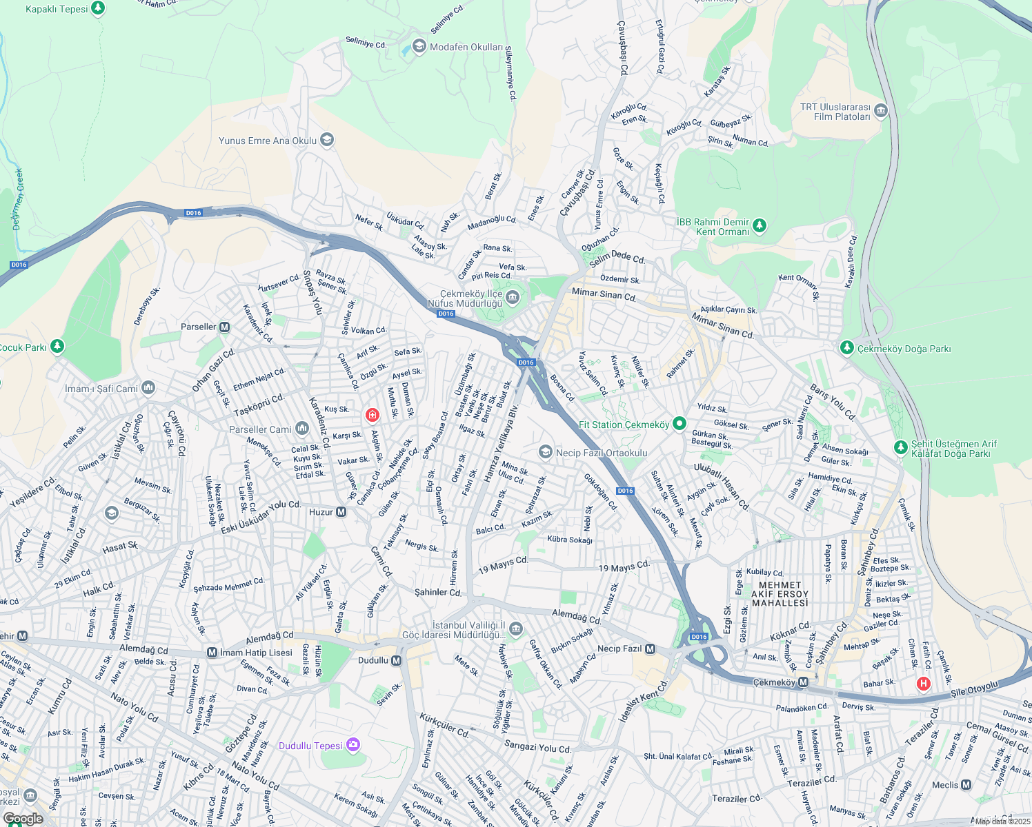 map of restaurants, bars, coffee shops, grocery stores, and more near Hamza Yerlikaya Bulvarı in Ümraniye