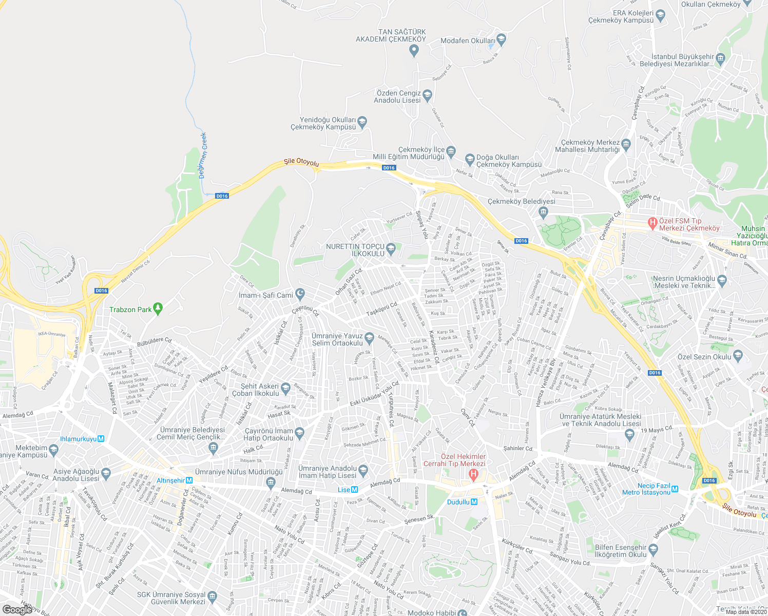 map of restaurants, bars, coffee shops, grocery stores, and more near Taşköprü Caddesi in Ümraniye