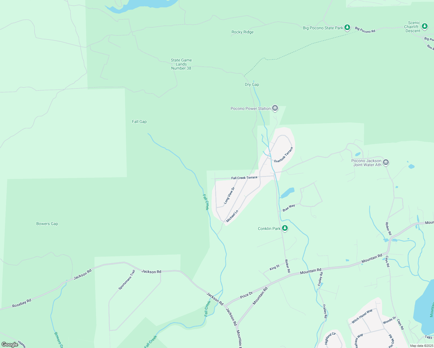 map of restaurants, bars, coffee shops, grocery stores, and more near 301 Fall Creek Terrace in Stroudsburg