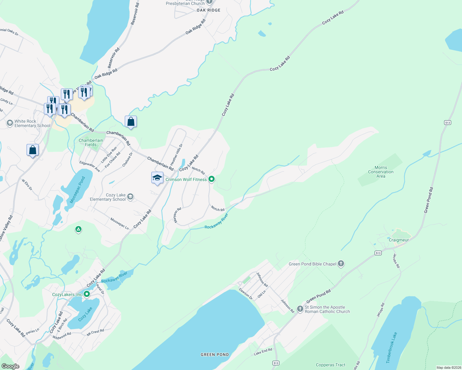 map of restaurants, bars, coffee shops, grocery stores, and more near 14 Stone Cliff Terrace in Jefferson