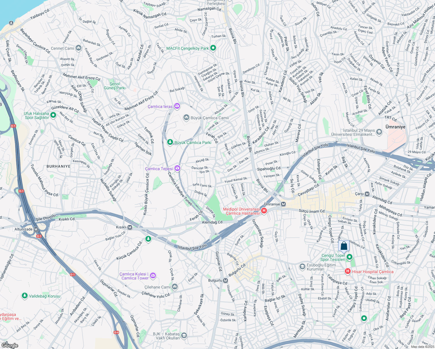 map of restaurants, bars, coffee shops, grocery stores, and more near in Üsküdar