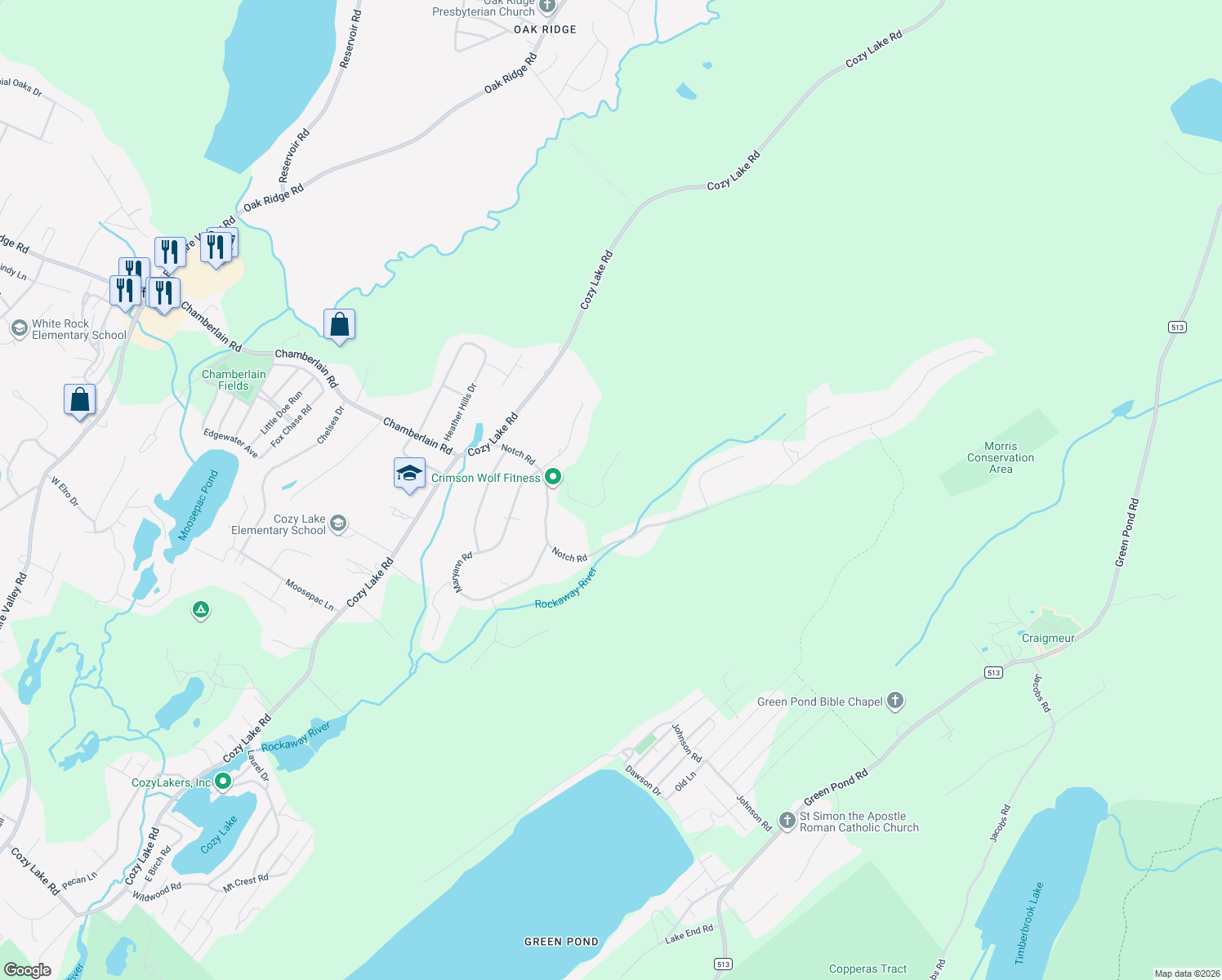 map of restaurants, bars, coffee shops, grocery stores, and more near 14 Stone Cliff Terrace in Jefferson