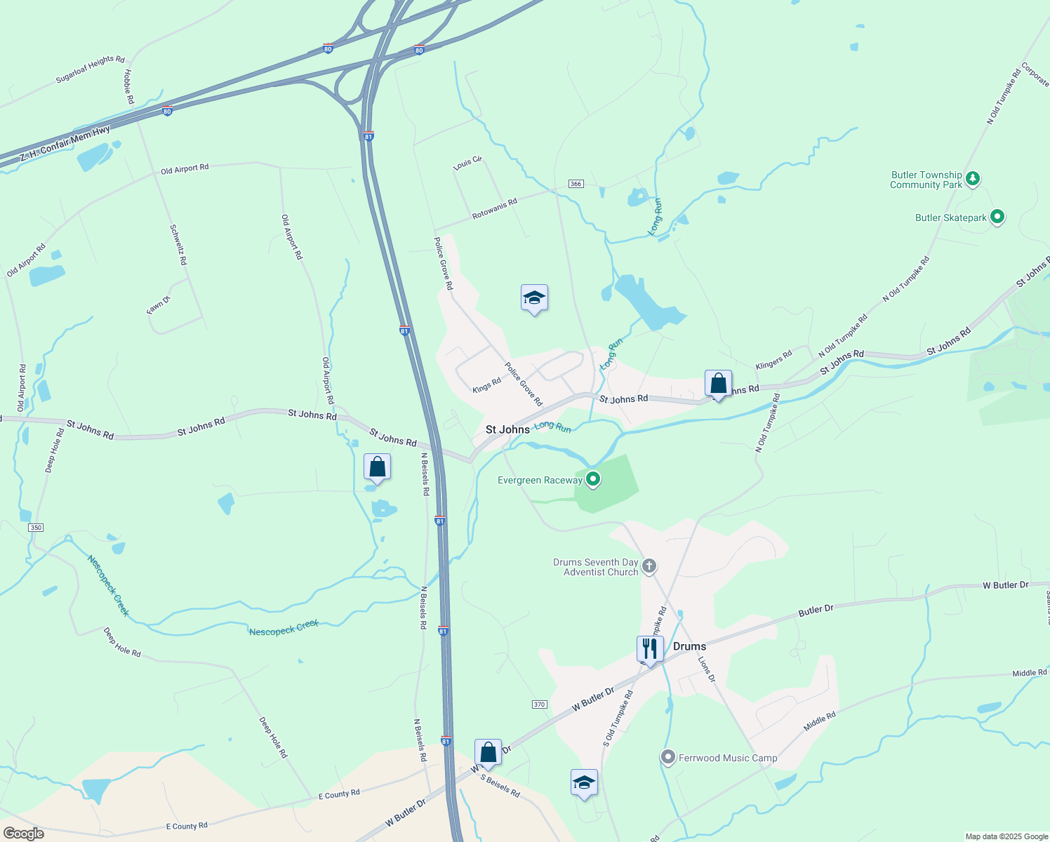 780 Saint Johns Road, Drums PA Walk Score