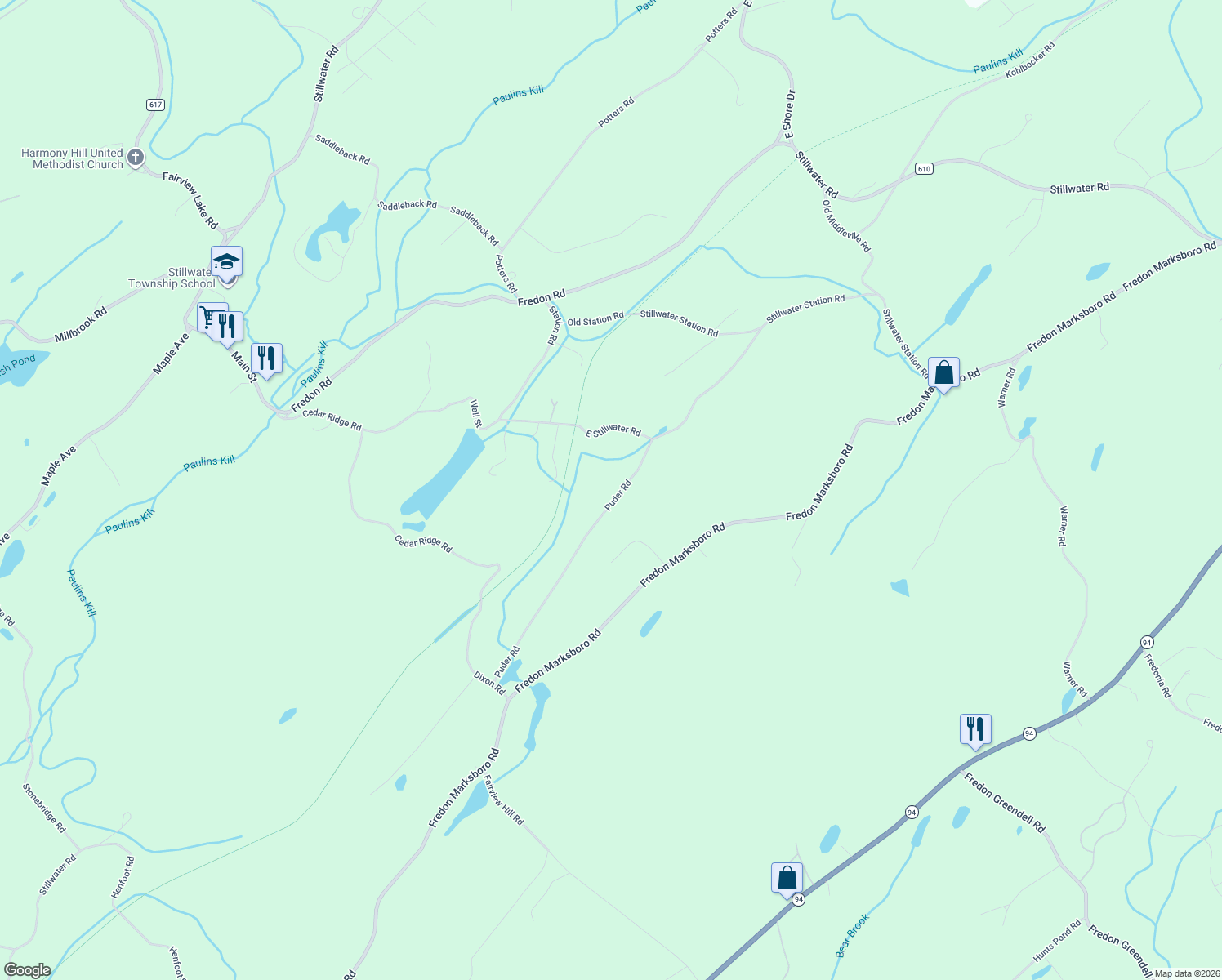 map of restaurants, bars, coffee shops, grocery stores, and more near 32 Puder Road in Newton