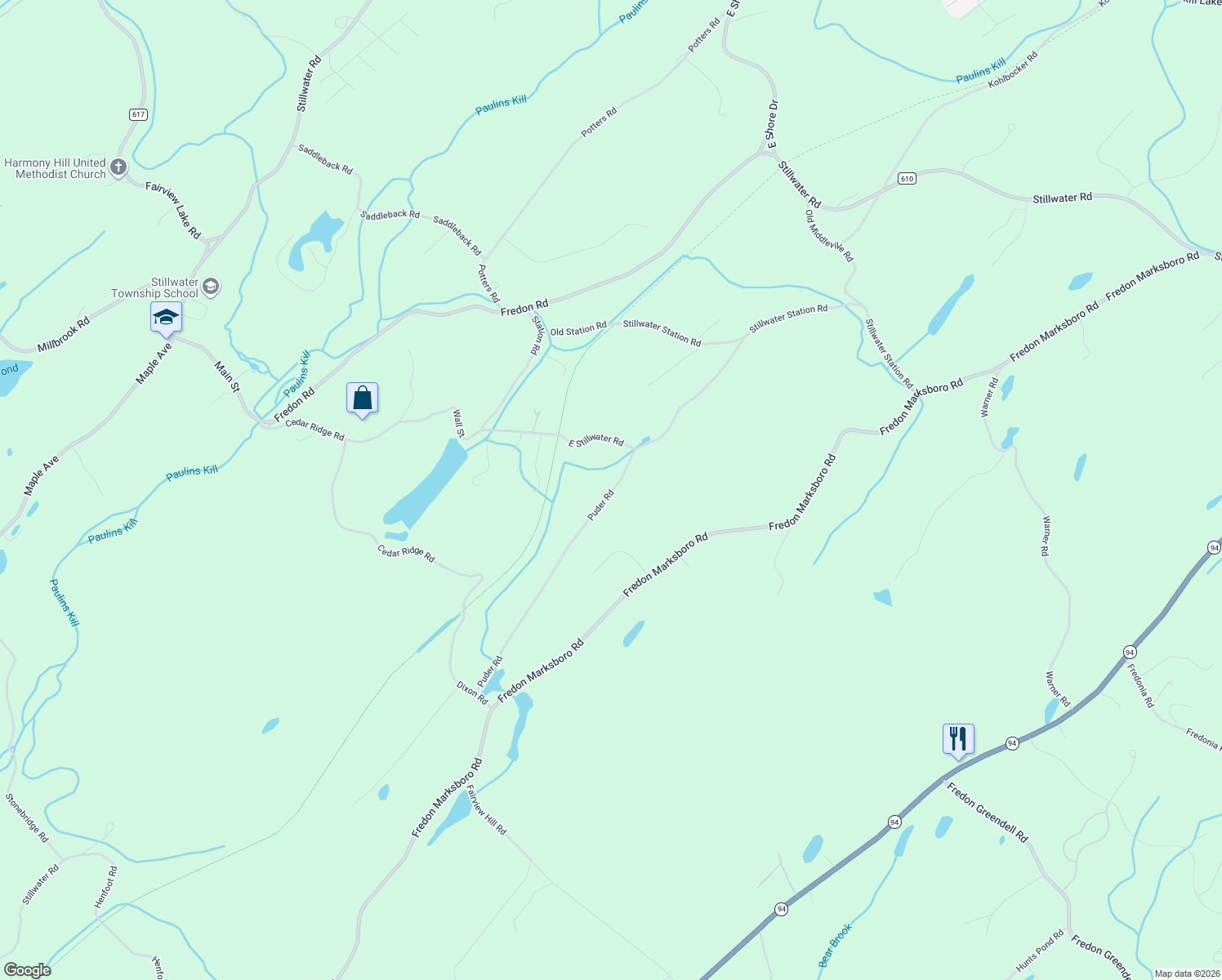 map of restaurants, bars, coffee shops, grocery stores, and more near 32 Puder Road in Newton