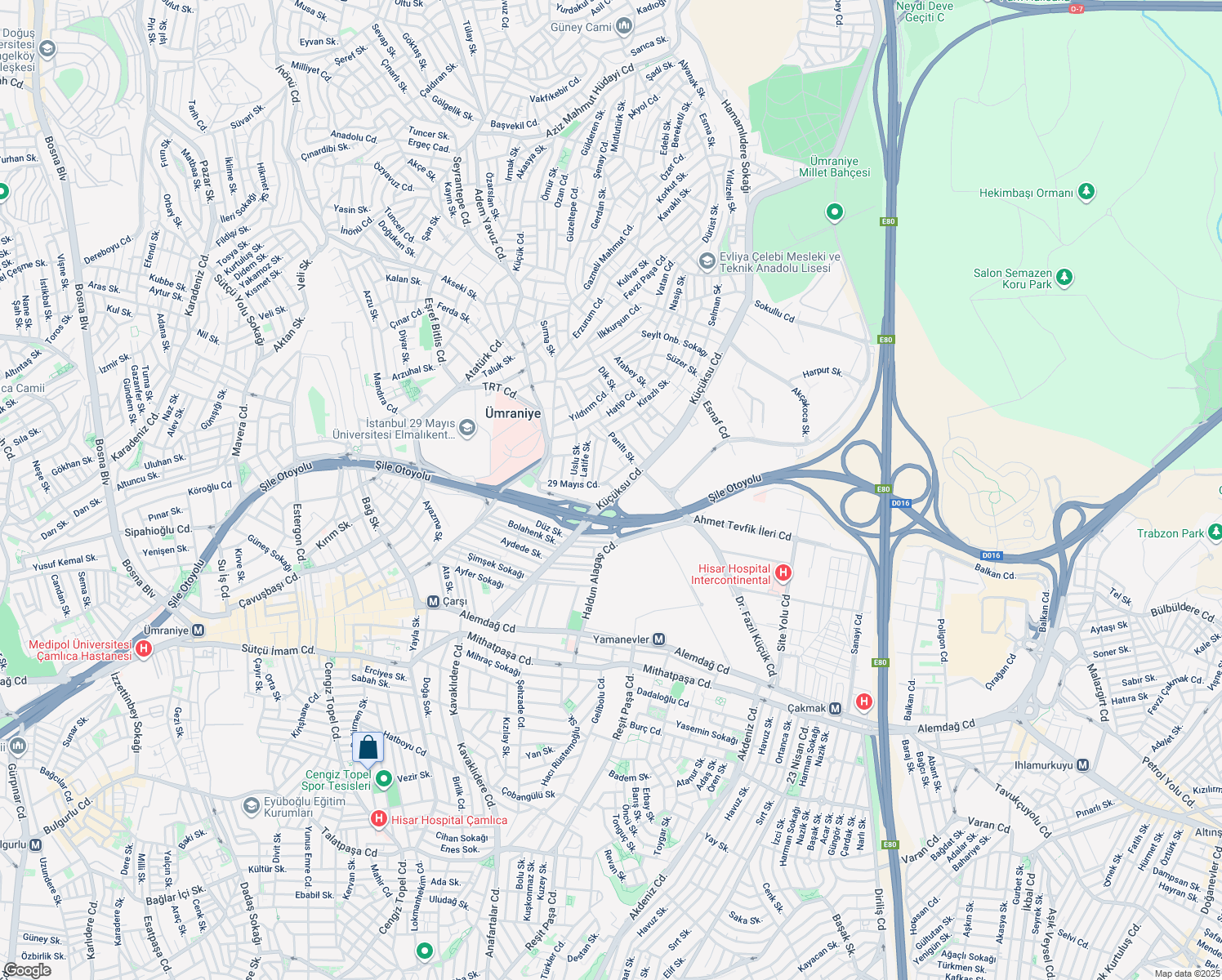 map of restaurants, bars, coffee shops, grocery stores, and more near in Ümraniye