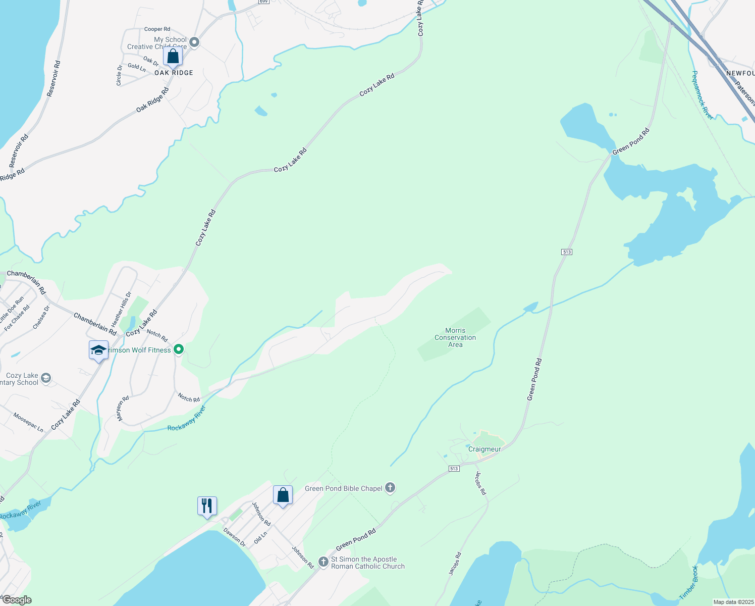 map of restaurants, bars, coffee shops, grocery stores, and more near 5 October Hill Road in Jefferson