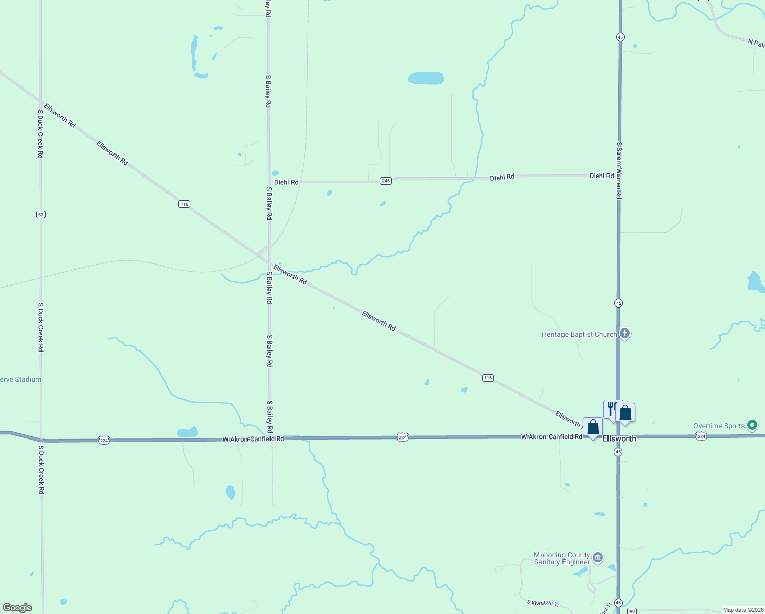 map of restaurants, bars, coffee shops, grocery stores, and more near 12030 Ellsworth Road in North Jackson