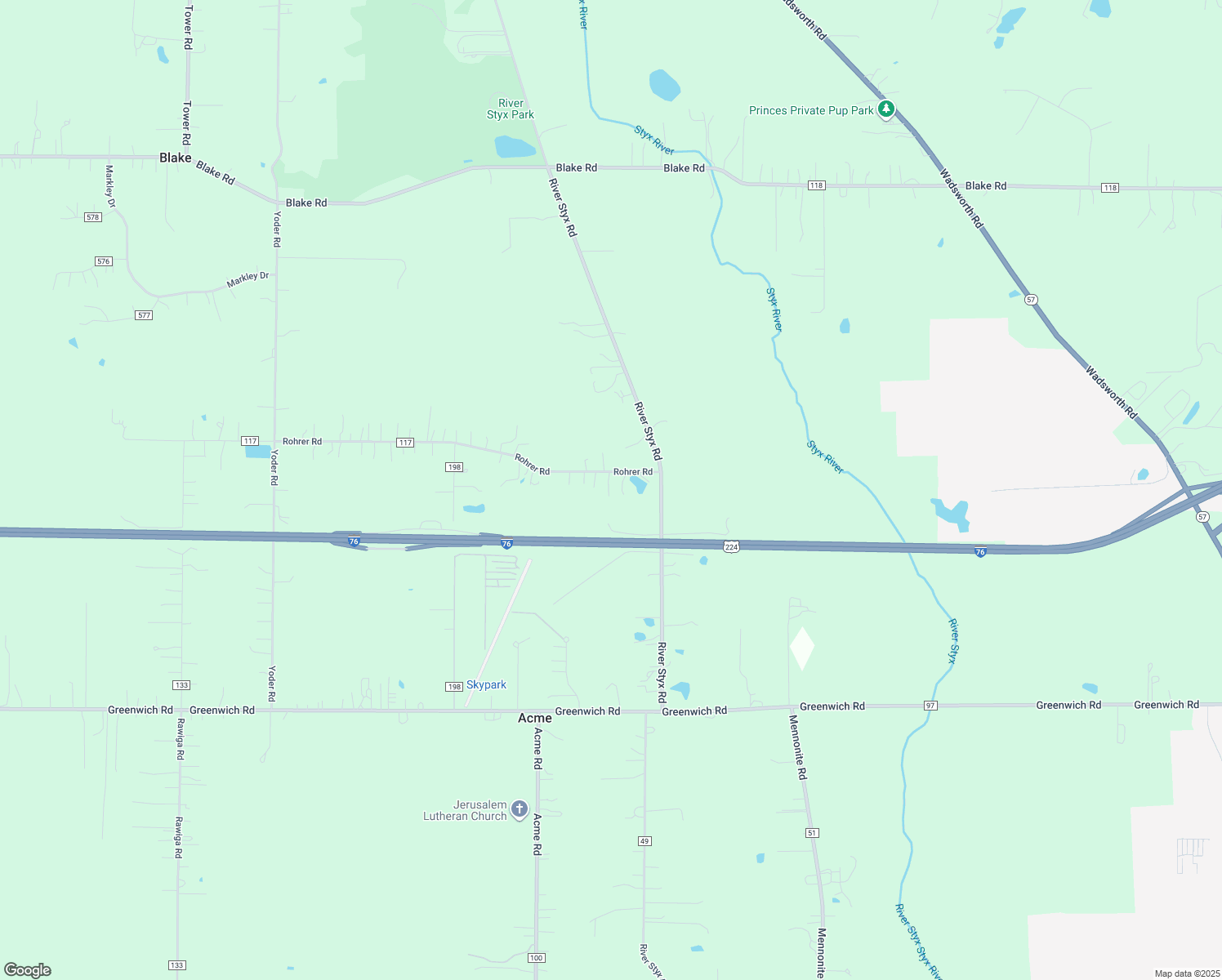 map of restaurants, bars, coffee shops, grocery stores, and more near 2882 Rohrer Road in Wadsworth