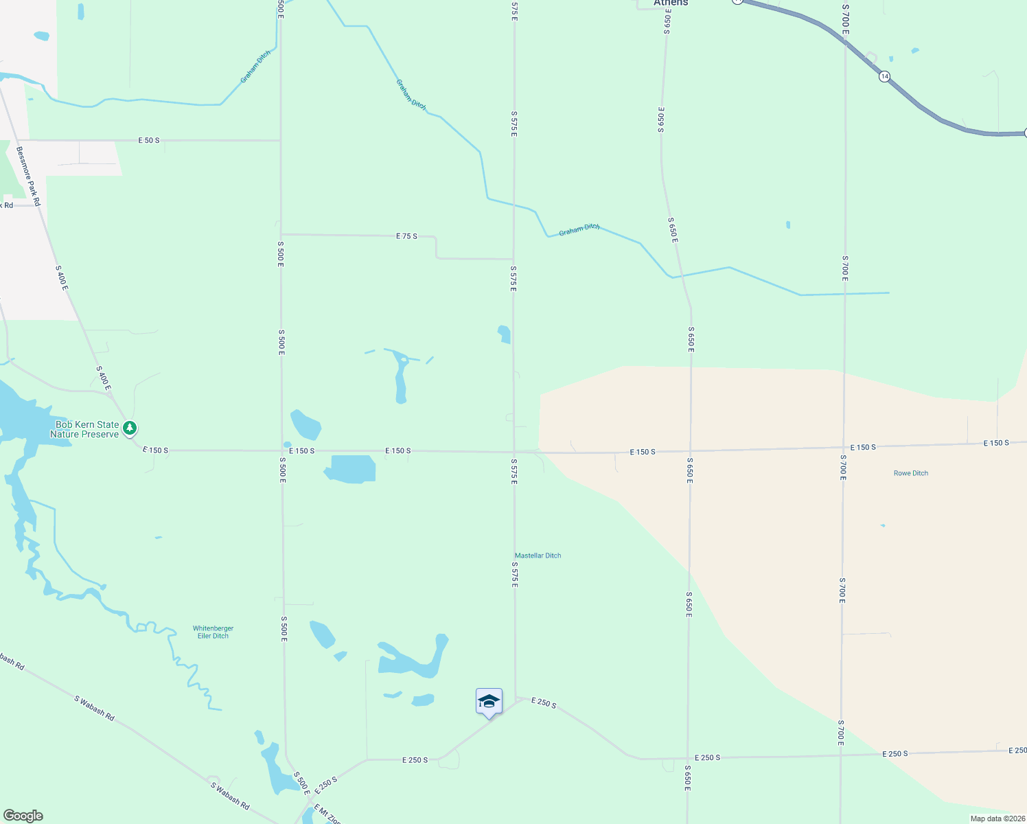 map of restaurants, bars, coffee shops, grocery stores, and more near 1394 South 575 East in Rochester