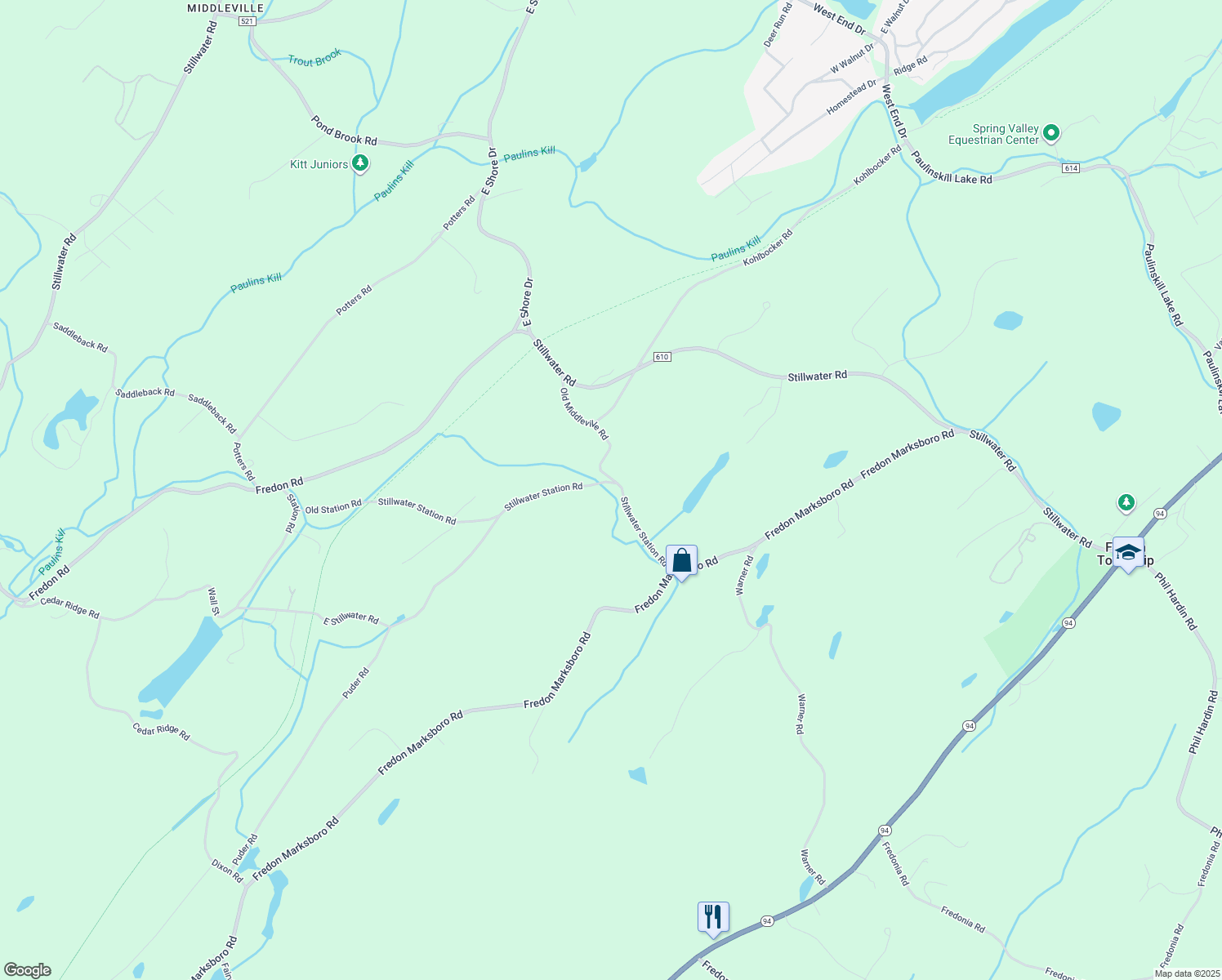 map of restaurants, bars, coffee shops, grocery stores, and more near 101 Stillwater Station Road in Newton