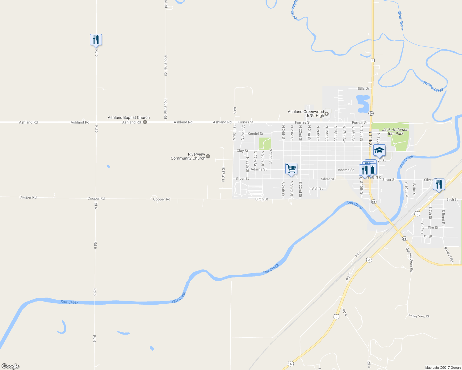 map of restaurants, bars, coffee shops, grocery stores, and more near 440 South 30th Street in Ashland