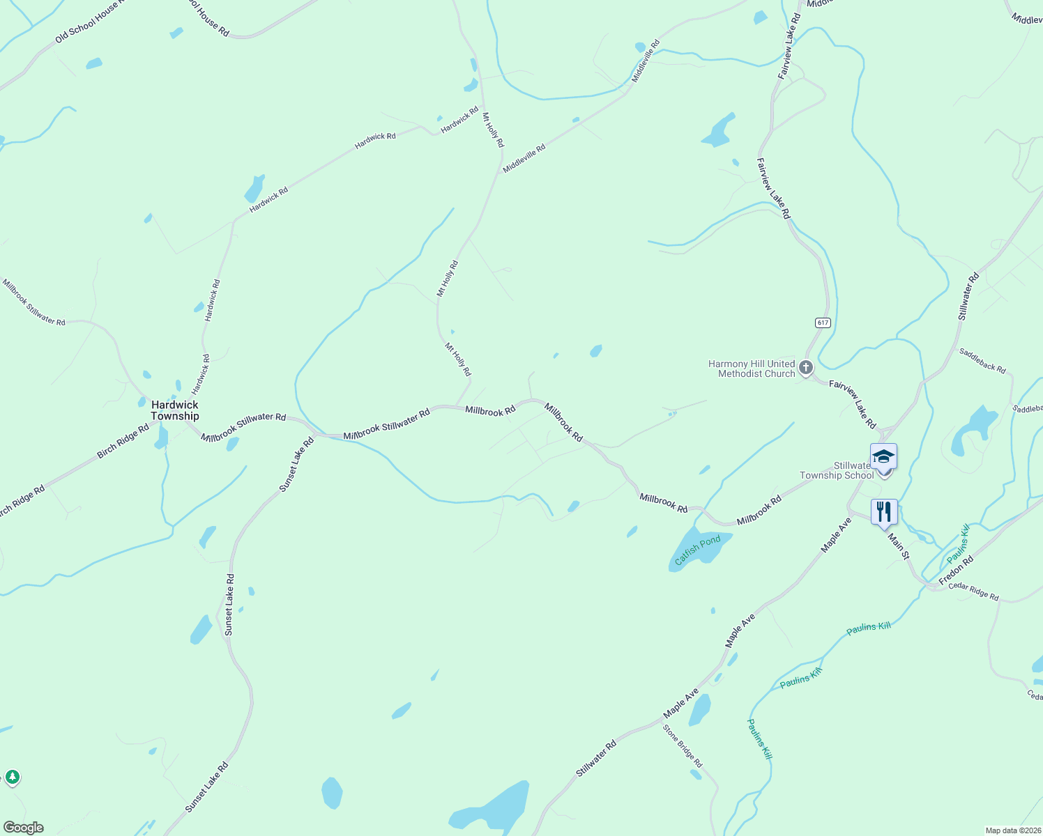 map of restaurants, bars, coffee shops, grocery stores, and more near 913 Shady Lane in Newton