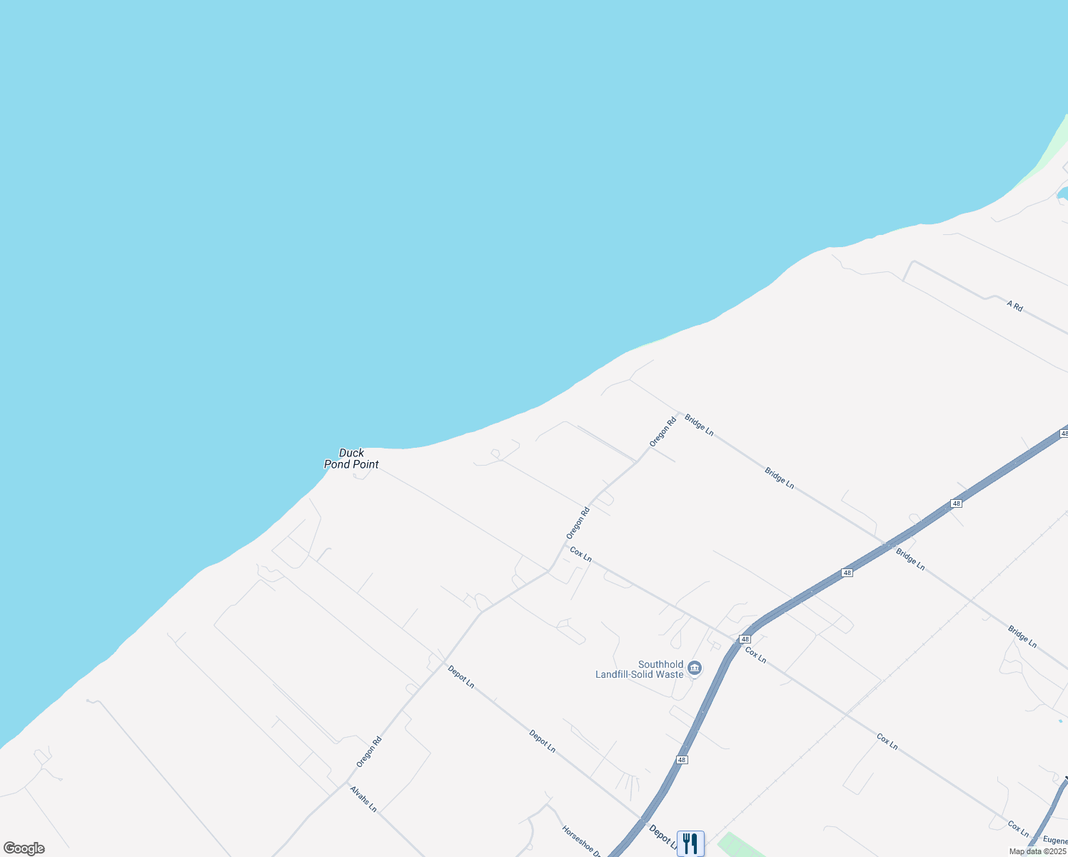 map of restaurants, bars, coffee shops, grocery stores, and more near 14216 Oregon Road in Cutchogue