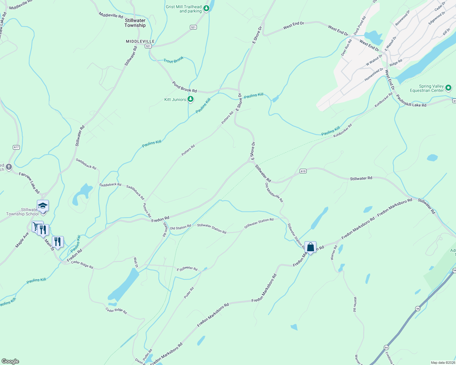 map of restaurants, bars, coffee shops, grocery stores, and more near 956 Main Fredon Road in Newton