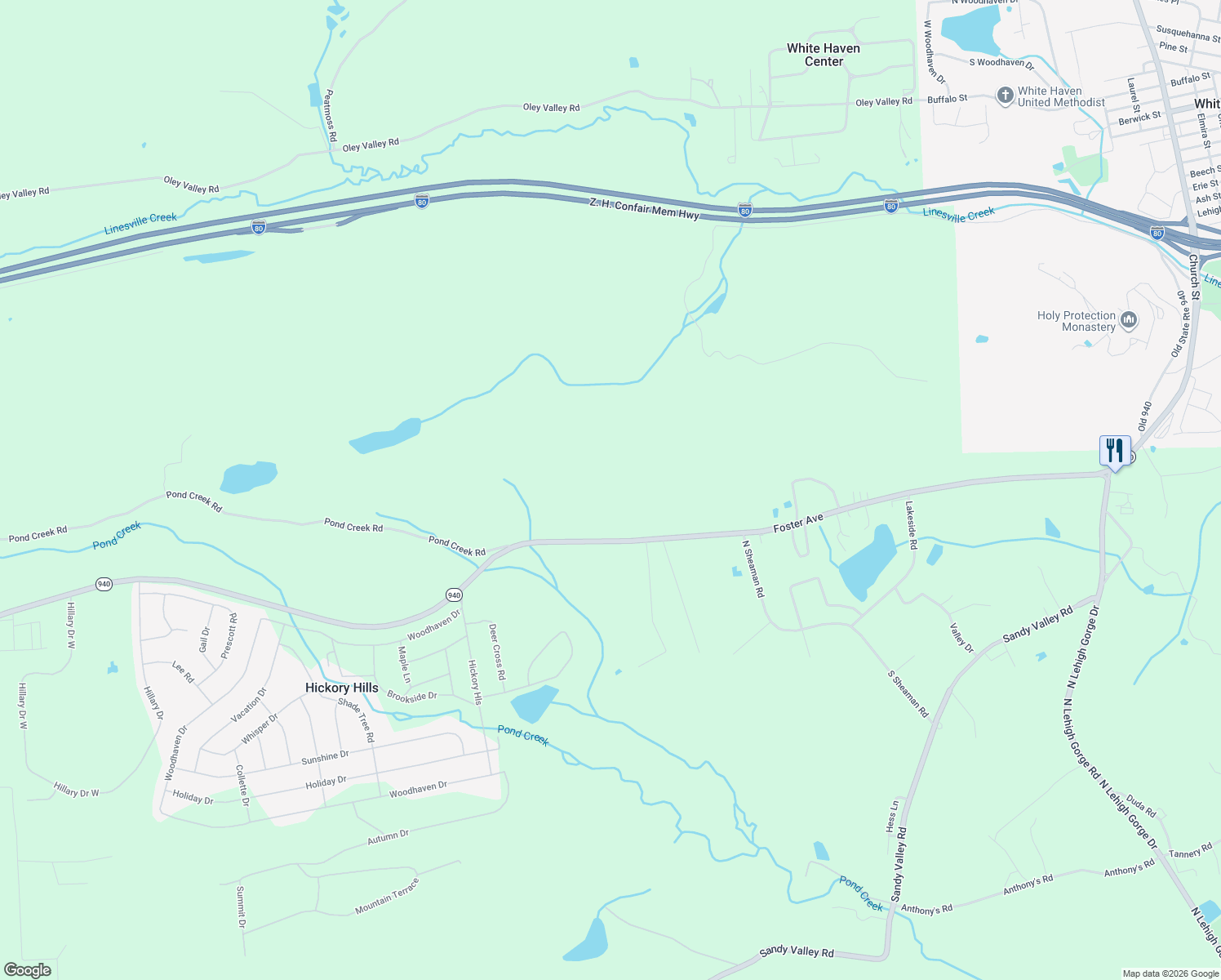 map of restaurants, bars, coffee shops, grocery stores, and more near in White Haven