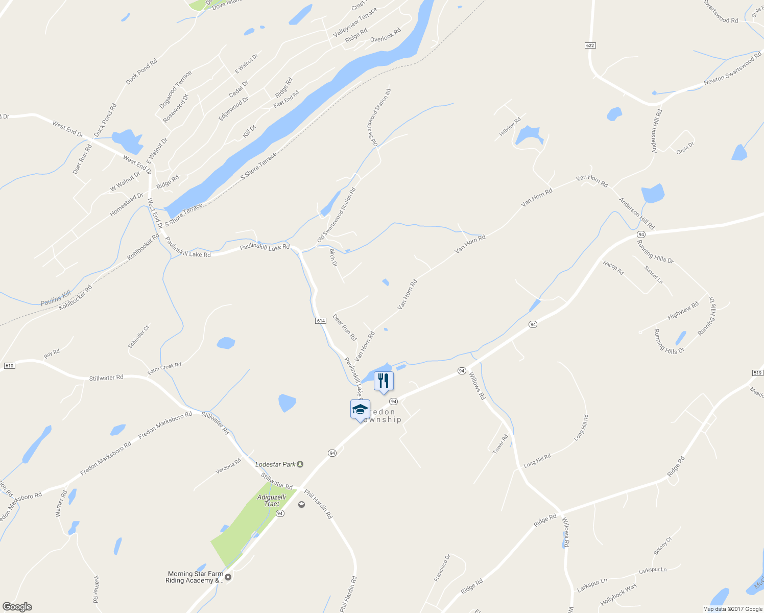 map of restaurants, bars, coffee shops, grocery stores, and more near 78 Van Horn Road in Newton