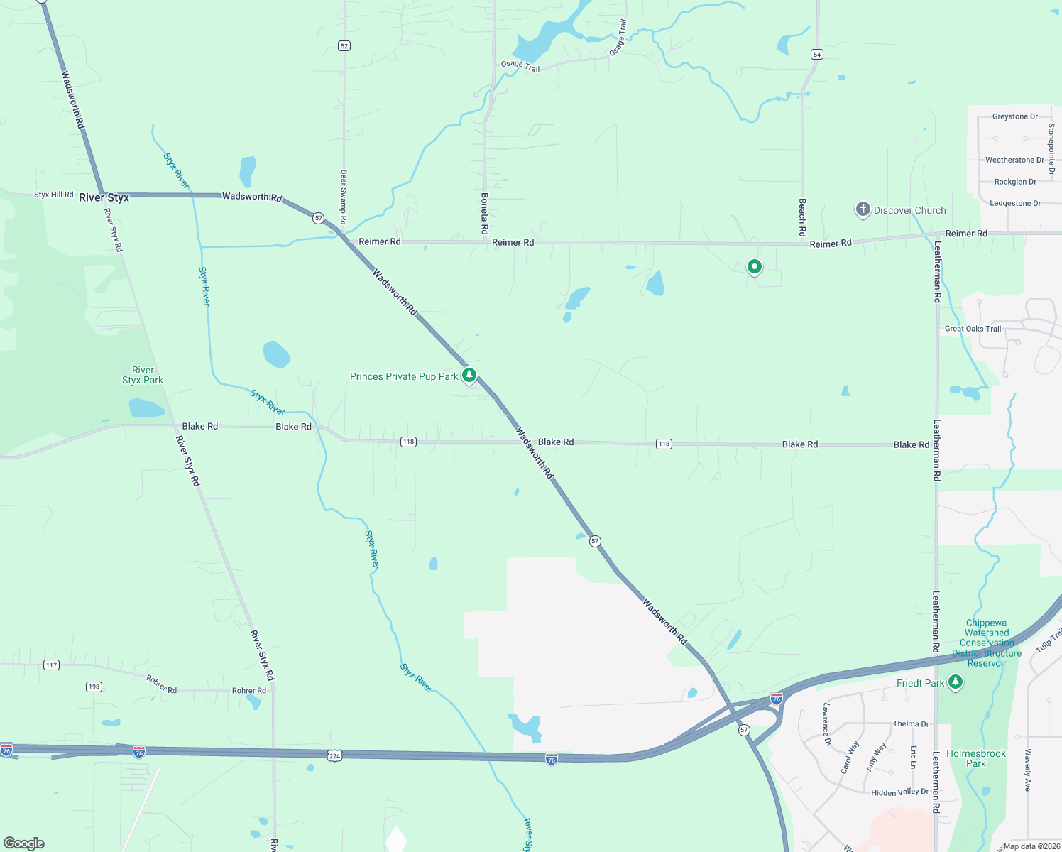 map of restaurants, bars, coffee shops, grocery stores, and more near 2373 Blake Rd in Wadsworth