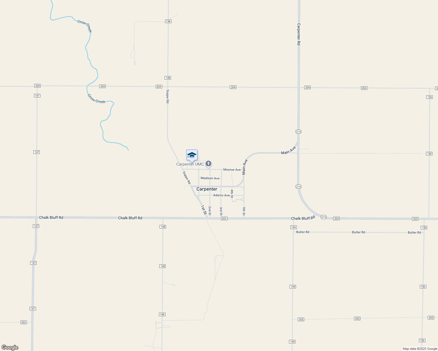 map of restaurants, bars, coffee shops, grocery stores, and more near 332 3rd Street in Carpenter