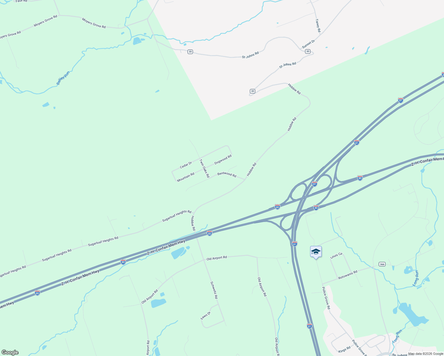 map of restaurants, bars, coffee shops, grocery stores, and more near 36 Bentwood Road in Drums