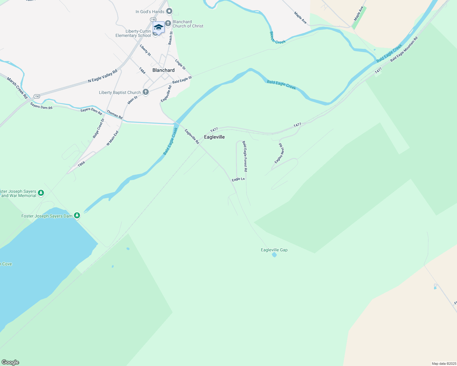 map of restaurants, bars, coffee shops, grocery stores, and more near 294 Eagleville Road in Blanchard