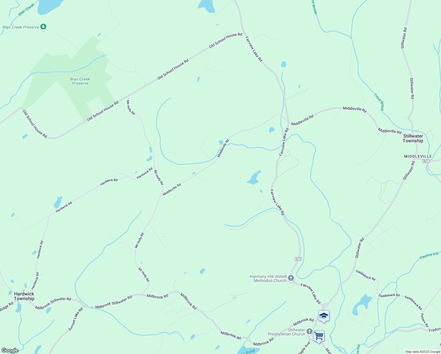 map of restaurants, bars, coffee shops, grocery stores, and more near 957 Middleville Road in Newton