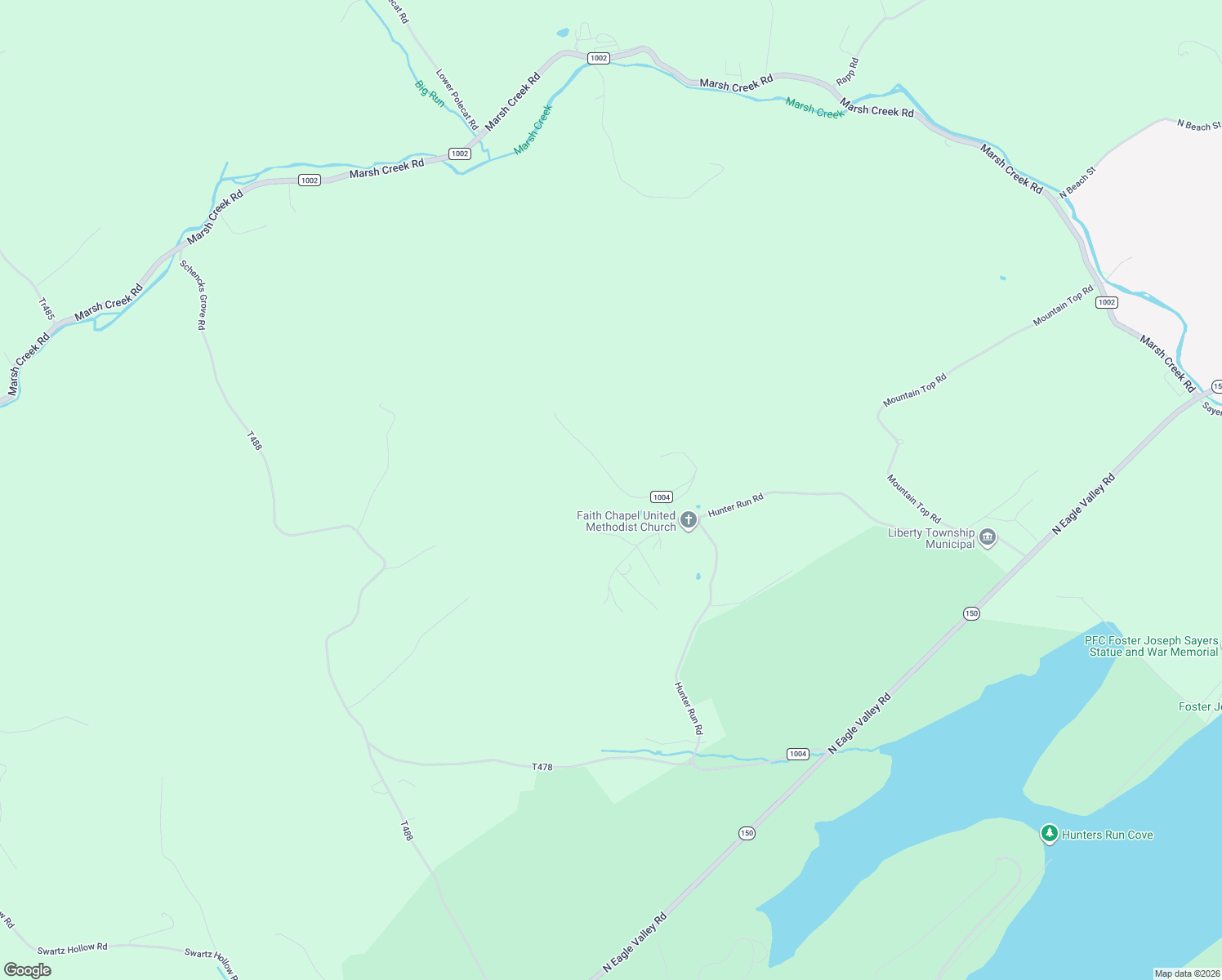 map of restaurants, bars, coffee shops, grocery stores, and more near North Hunter Run Road in Howard