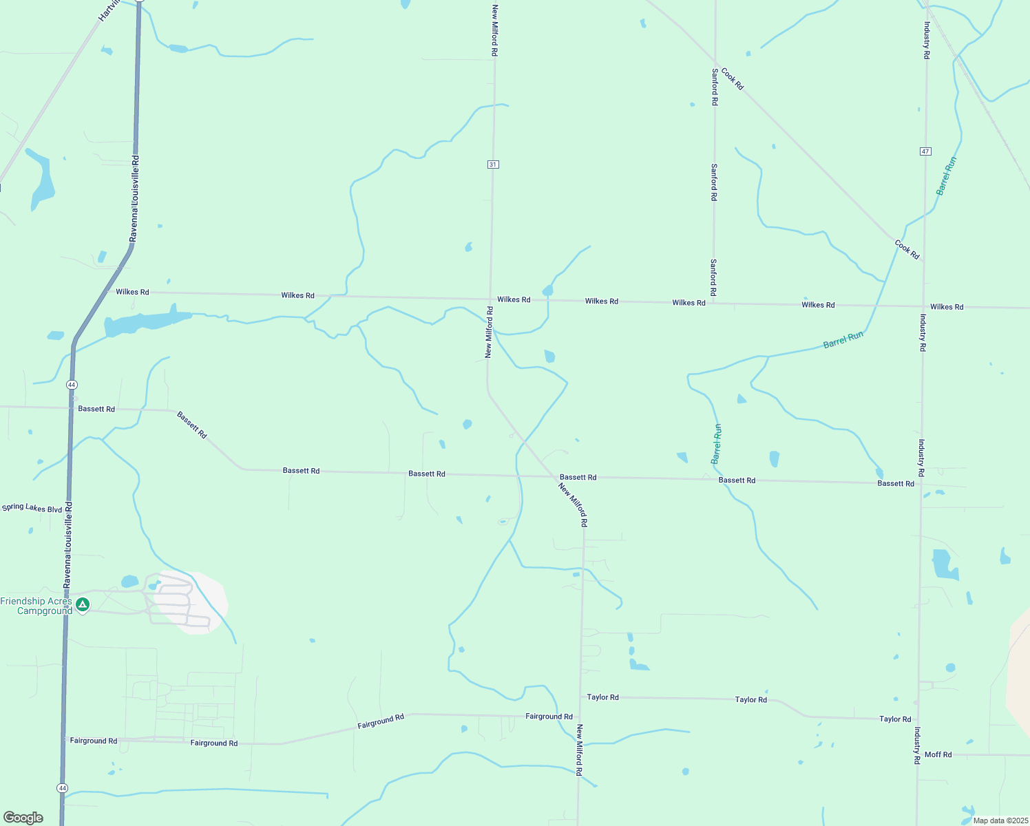 map of restaurants, bars, coffee shops, grocery stores, and more near 2532 New Milford Road in Atwater
