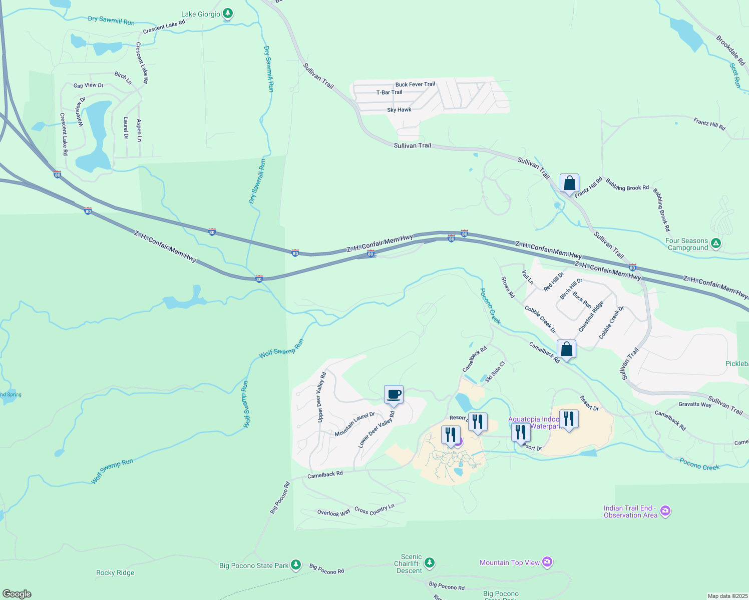 map of restaurants, bars, coffee shops, grocery stores, and more near 235 Wilke Road in Tannersville