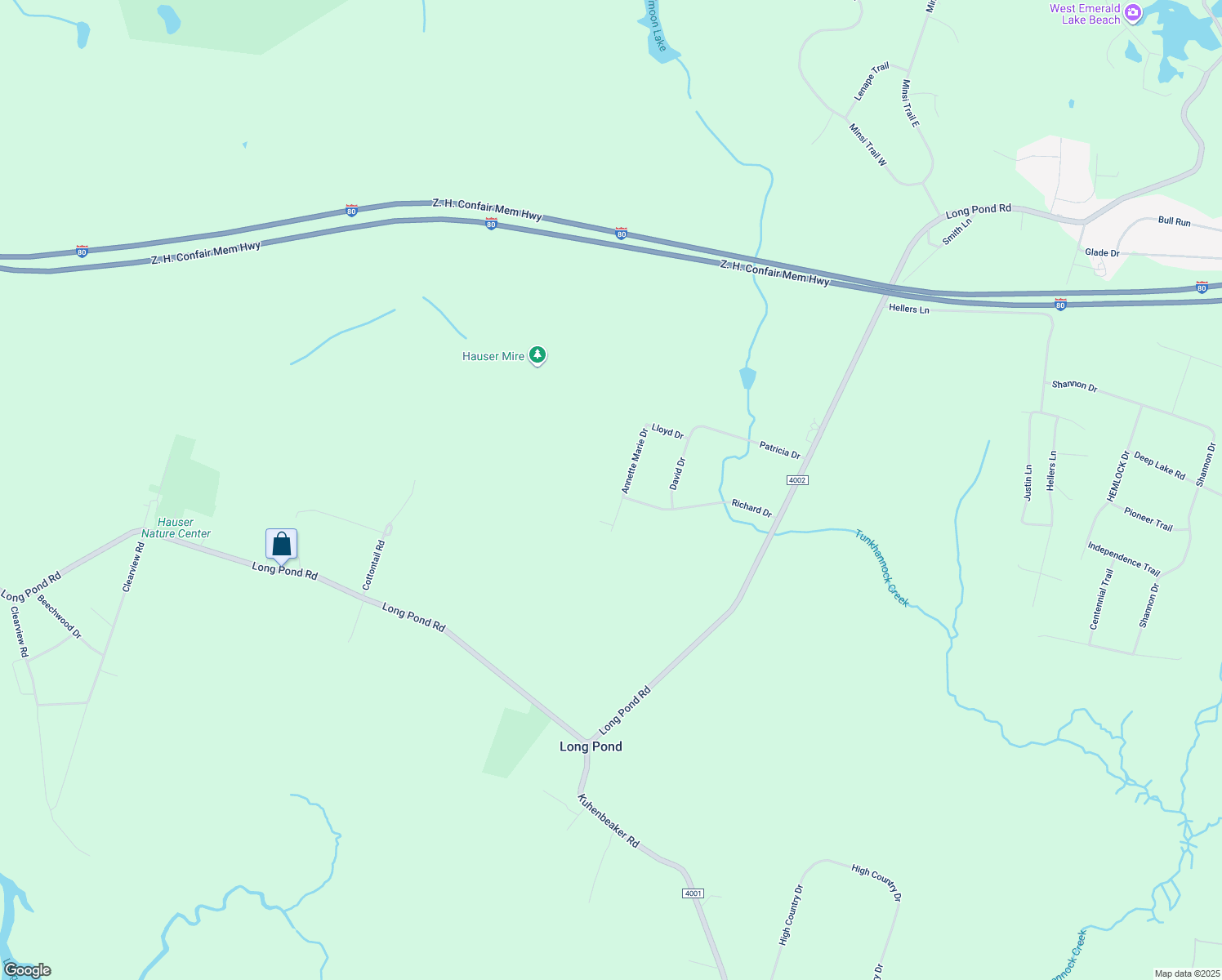 map of restaurants, bars, coffee shops, grocery stores, and more near 217 Annette Marie Drive in Long Pond