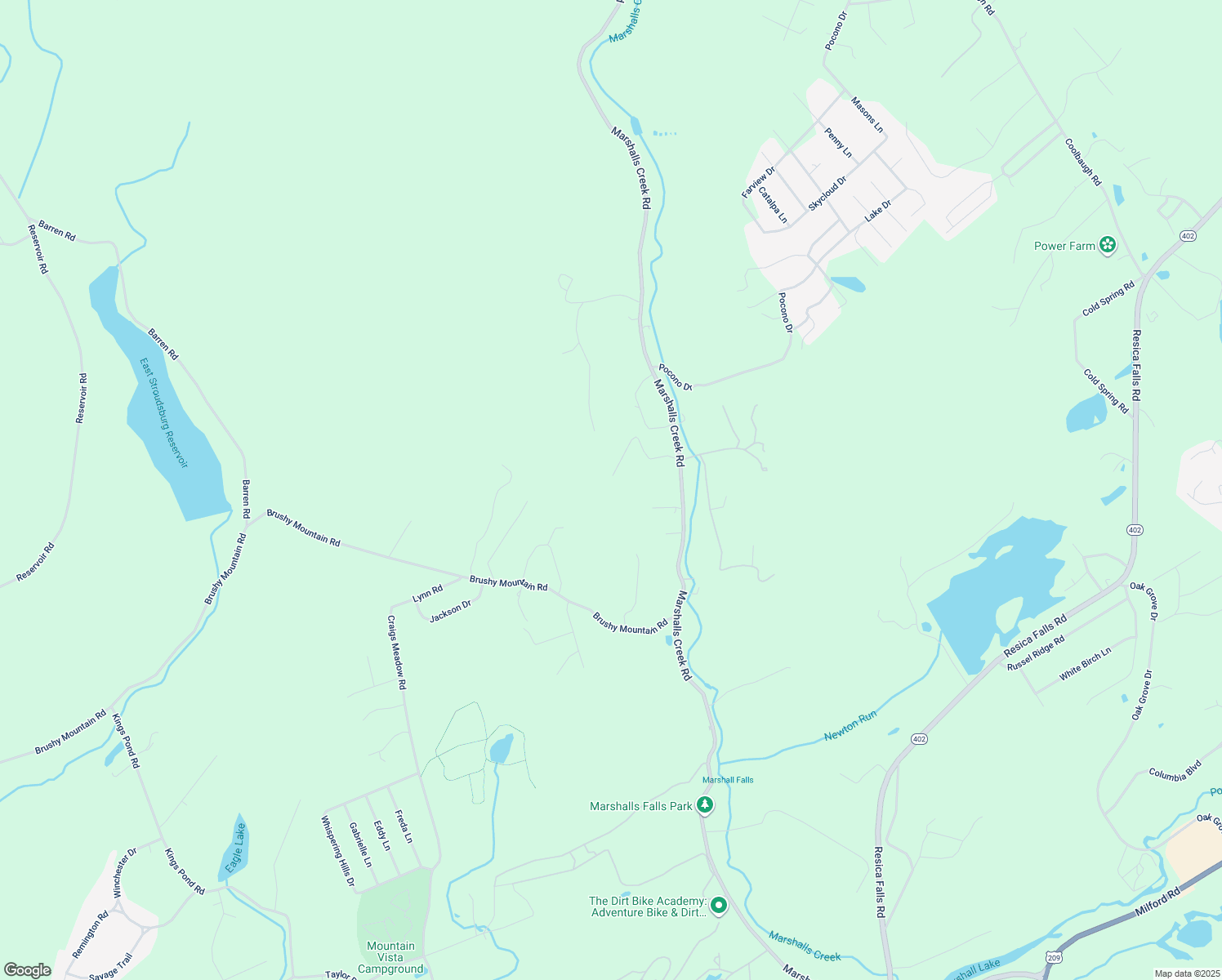 map of restaurants, bars, coffee shops, grocery stores, and more near 165 Hutson Hill in East Stroudsburg