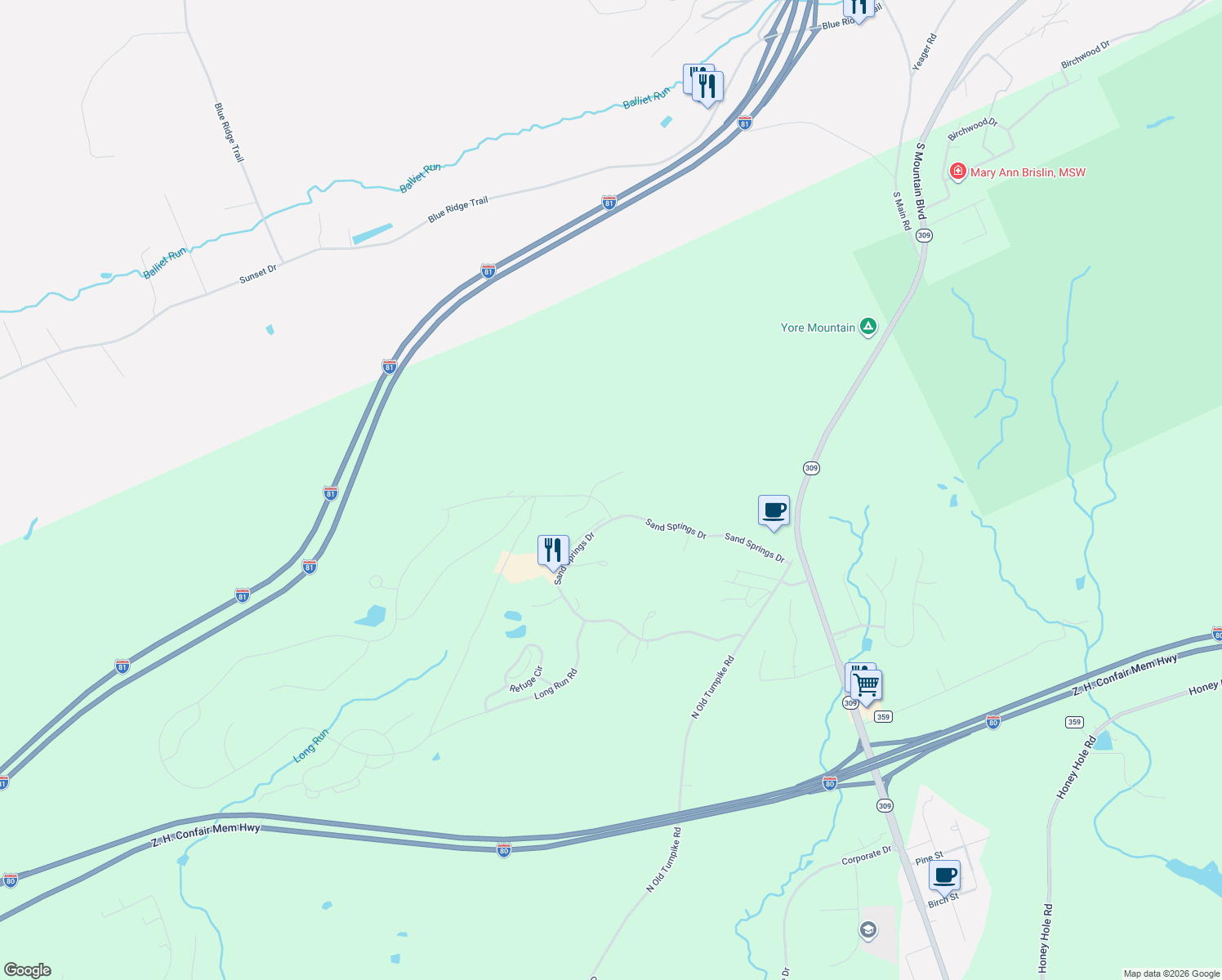 map of restaurants, bars, coffee shops, grocery stores, and more near 11 Autumn Fern Court in Drums