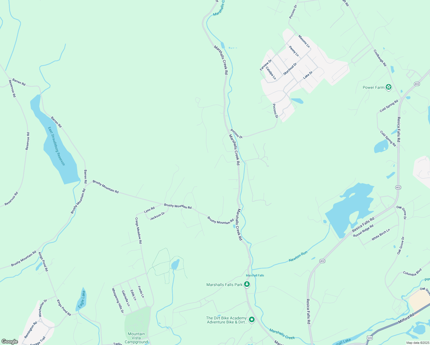map of restaurants, bars, coffee shops, grocery stores, and more near 165 Hutson Hill in East Stroudsburg