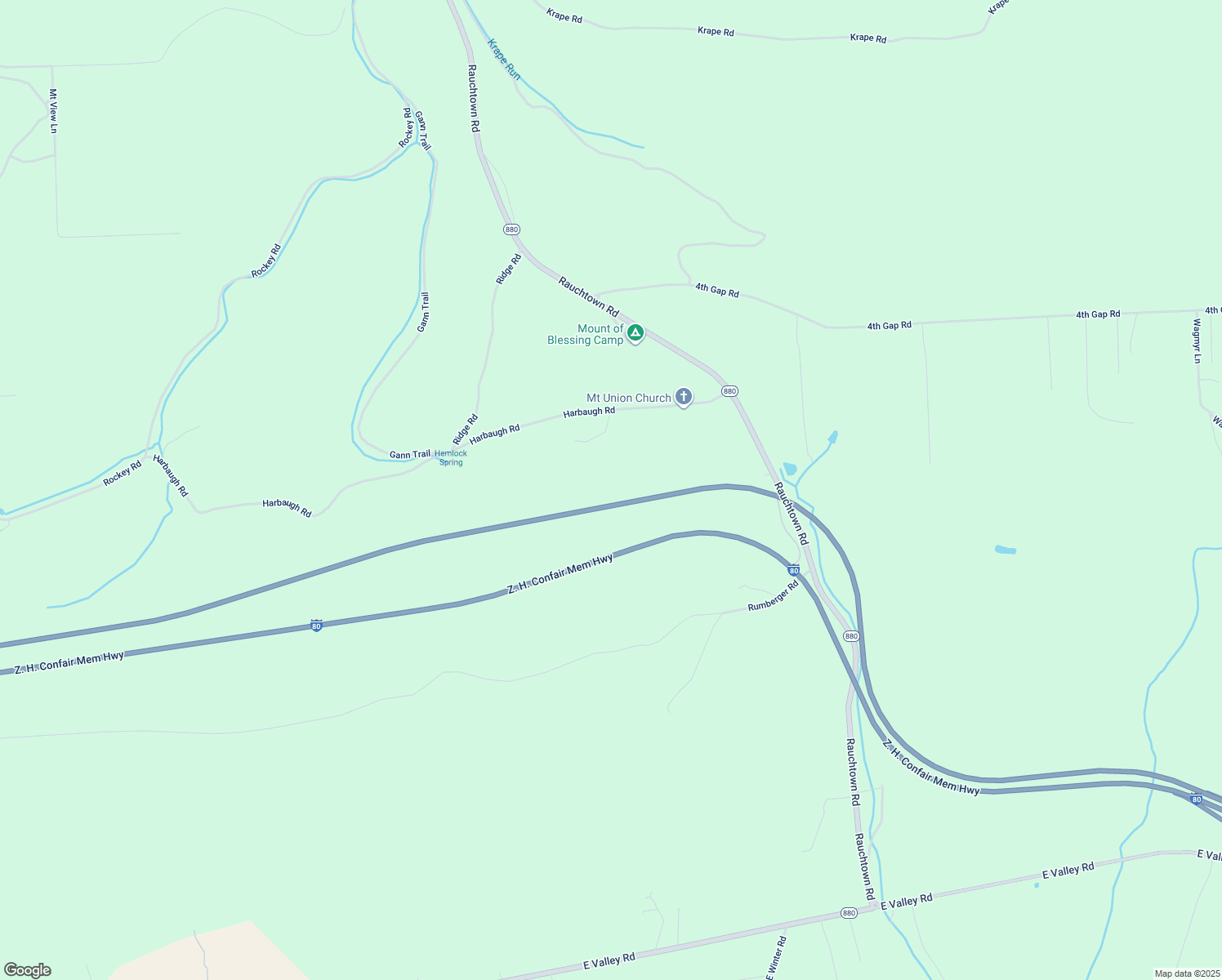 map of restaurants, bars, coffee shops, grocery stores, and more near 782 Harbaugh Road in Loganton