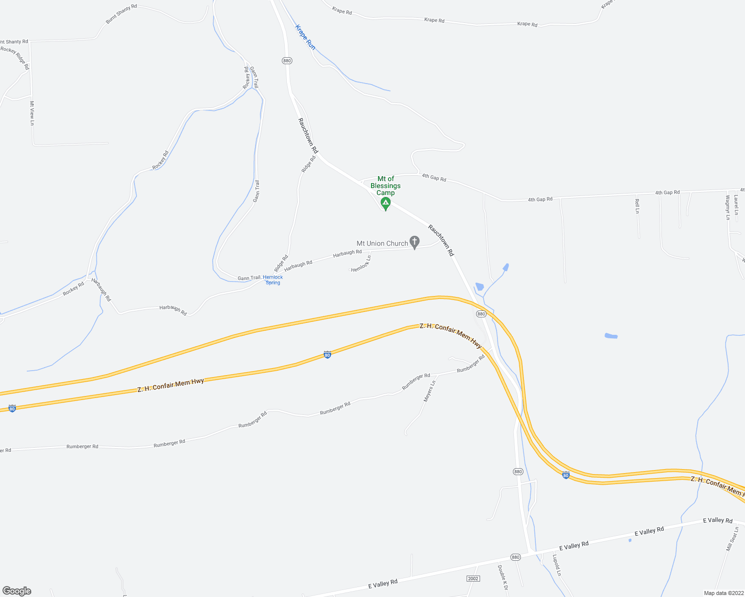map of restaurants, bars, coffee shops, grocery stores, and more near 782 Harbaugh Road in Loganton