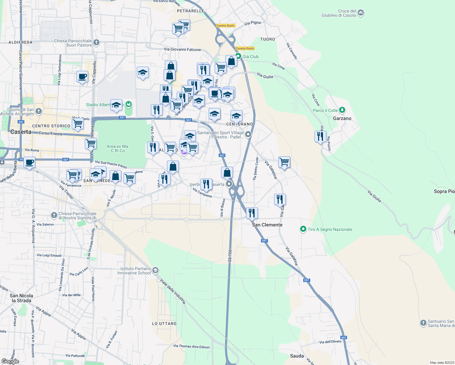 map of restaurants, bars, coffee shops, grocery stores, and more near 20 Via Tedeschi in San Clemente