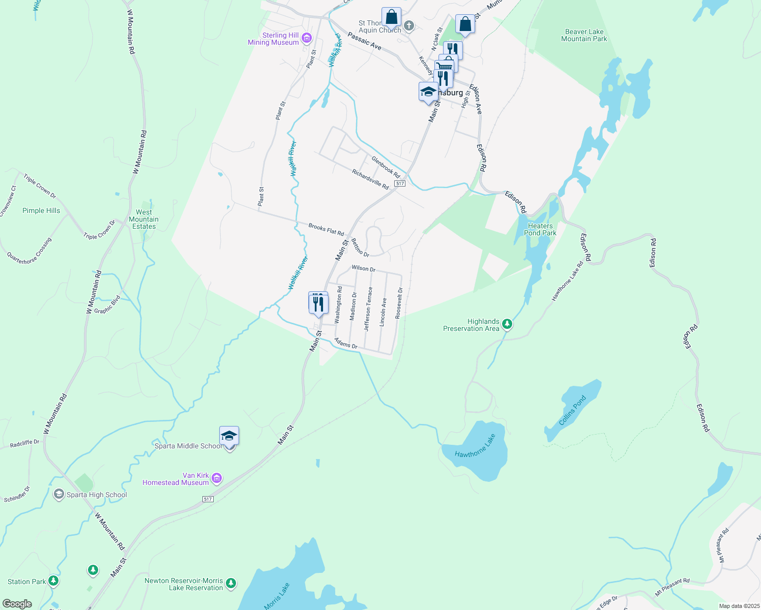 map of restaurants, bars, coffee shops, grocery stores, and more near 16 Lincoln Avenue in Ogdensburg