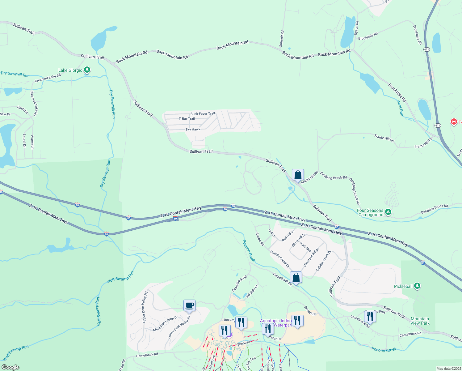 map of restaurants, bars, coffee shops, grocery stores, and more near 46 Image Dr in Scotrun