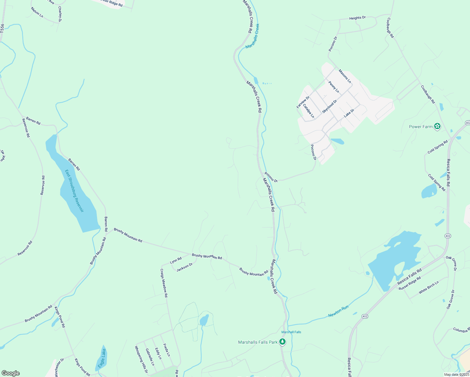 map of restaurants, bars, coffee shops, grocery stores, and more near 196 Robin Lane in East Stroudsburg