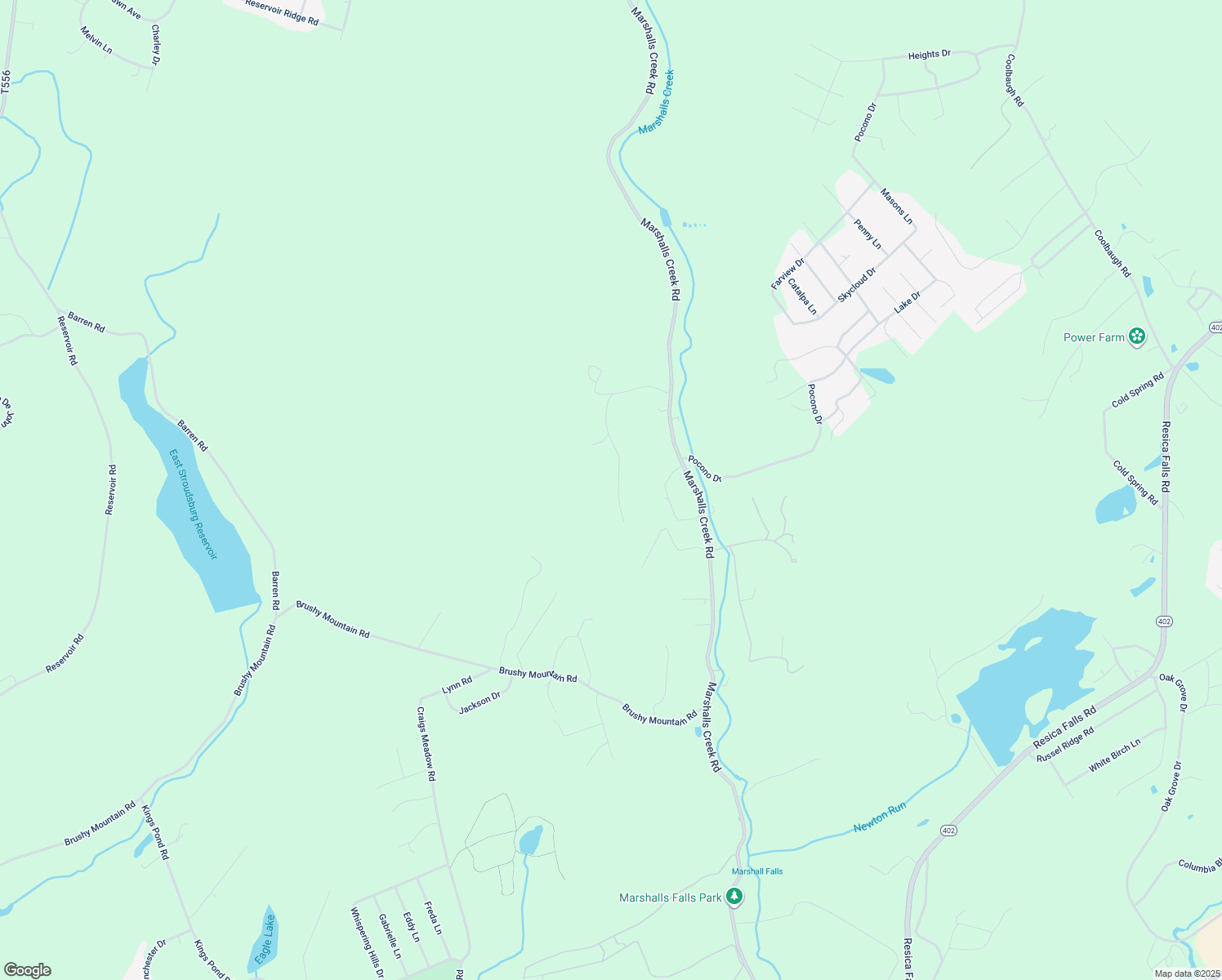 map of restaurants, bars, coffee shops, grocery stores, and more near 196 Robin Lane in East Stroudsburg